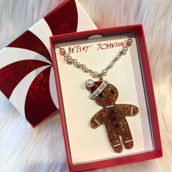 Betsey Johnson Jewelry - Betsey Johnson Gingerbread Man Pendant Long Necklace